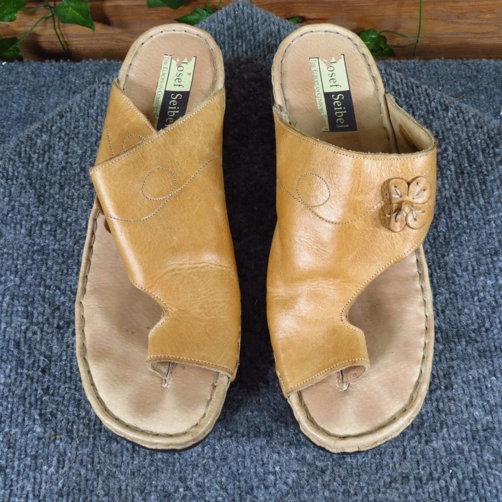 Josef Seibel Rosalie Women Wedge‎ Sandals Size 40 Comfort Casual Tan Leather